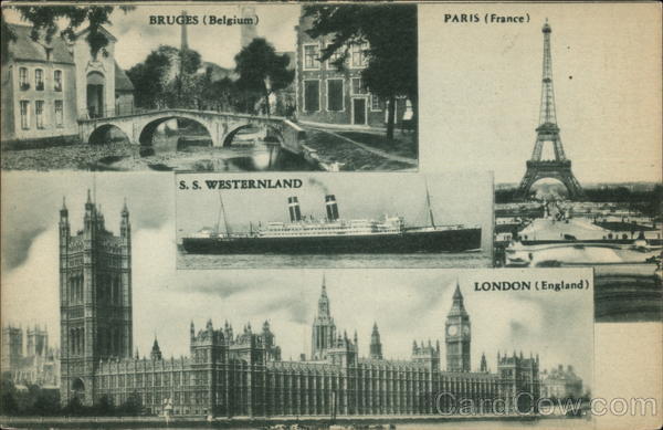 Red Star Line, Bruges (Belgium), Paris (France), London (England), S.S. Westernland