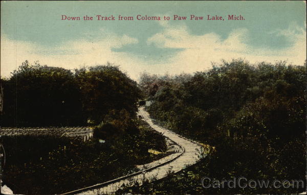 Down the Track from Coloma to Paw Paw Lake Michigan