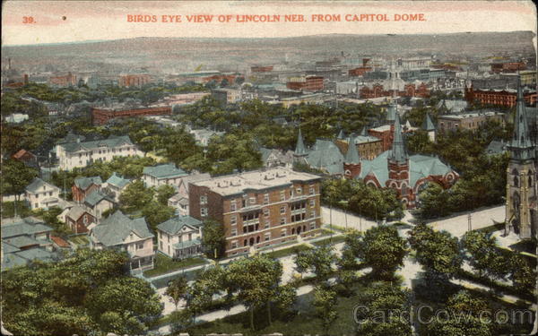 Bird's Eye View of Lincoln Nebraska from Capitol Dome