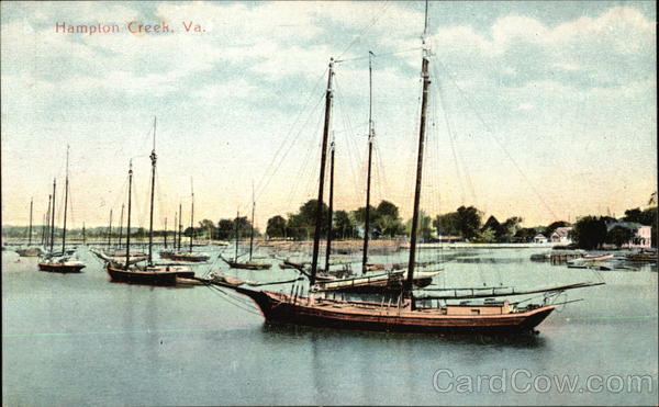 Boats at Anchor, Hampton Creek Norfolk Virginia