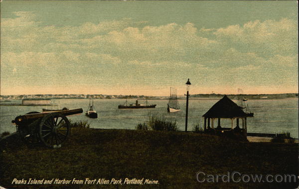 Peaks Island and Harbor from Fort Allen Park Portland Maine