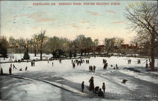 Winter Skating Scene at Deering Park Portland Maine