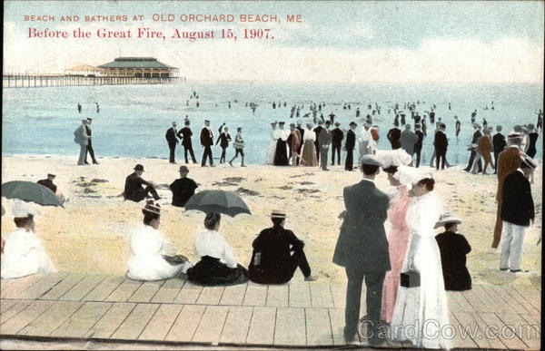 Beach and Bathers at Old Orchard Beach, Me., Before the Great Fire, August 15, 1907 Maine