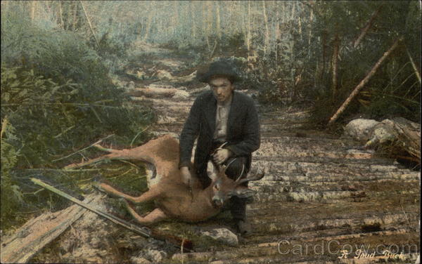 Hunter Skinning a Deer Hunting