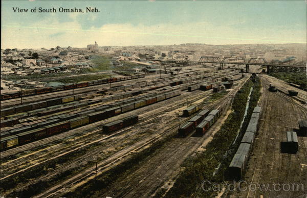 View of Town and Railroad Yard South Omaha Nebraska