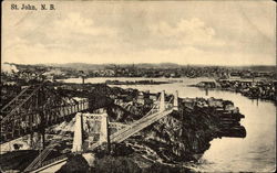 View of Town and Bridge Postcard