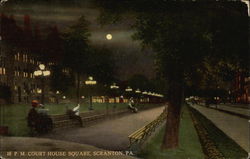 10 P.M. Court House Square Scranton, PA Postcard Postcard