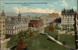 General View Showing Post Office and Board of Trade Buildings Scranton, PA Postcard Postcard