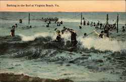 Bathing in the Surf Virginia Beach, VA Postcard Postcard