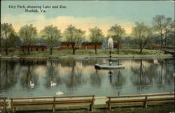 City Park, Showing Lake and Zoo Postcard