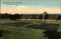 Garrison Drill and Marine Barracks Fort Monroe, VA Postcard Postcard