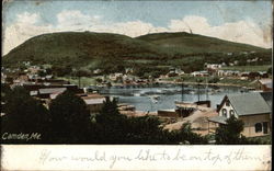 View of Town and Harbor Camden, ME Postcard Postcard
