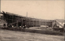 Ship Building Bath, ME Postcard Postcard