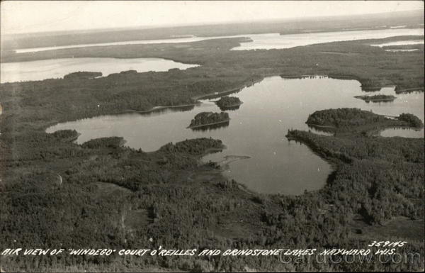 Air View of Windego Court O'Reilles and Grindstone Lakes Hayward Wisconsin