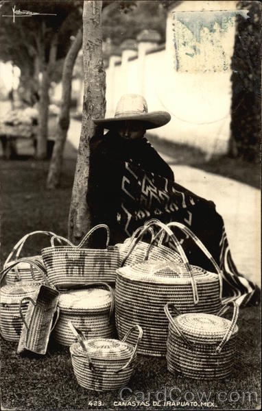 Native with Handmade Baskets Irapuato Mexico