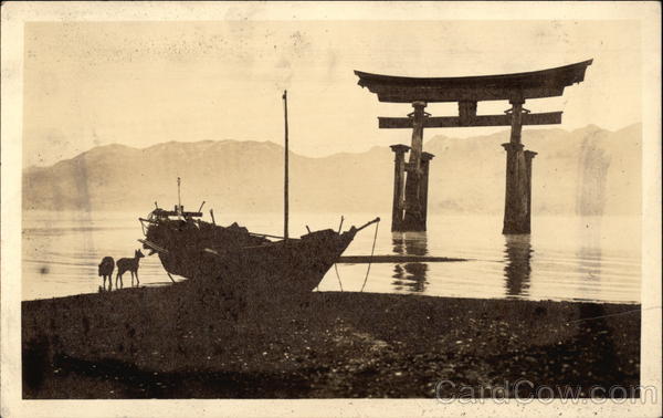 Temple Gate in Lake Japan