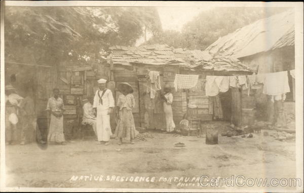 Natives' Residence - Sailor with Native Women Port-au-prince Haiti