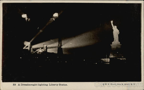 A Dreadnought Lighting Liberty Statue New York