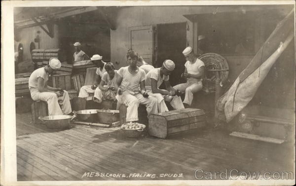 Mess Cooks Peeling Spuds Great White Fleet