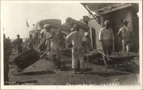 U.S.S Texas Sailors Removing Dirt with Wheelbarrows