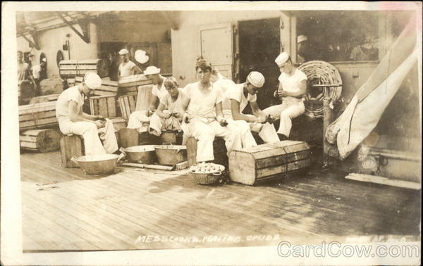 Mess Cooks Peeling Spuds Great White Fleet