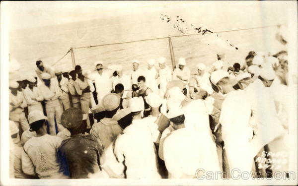 Sailors Aboard Ship Watching Boxing Match on Deck Great White Fleet