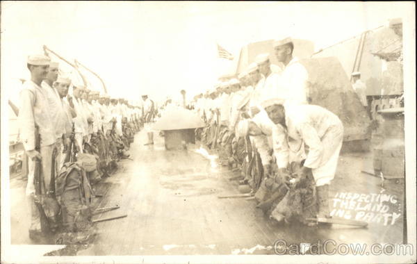 Inspecting the Landing Party - Sailors on Deck Great White Fleet