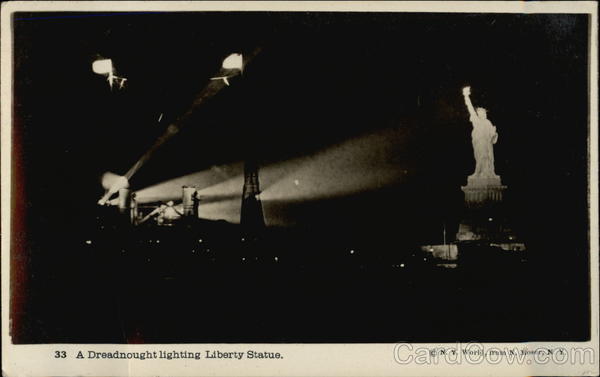 A Dreadnought Lighting Liberty Statue New York