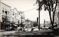 Sanford Square, Looking Up Main Street Maine Postcard Postcard