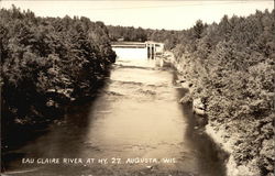 View of the Eau Claire River at Highway 27 Augusta, WI Postcard Postcard