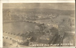 Bird's Eye View of Town and River Shannon Postcard