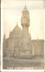 Street View of Town Clock Postcard