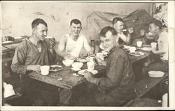 Men Eating at Table Postcard