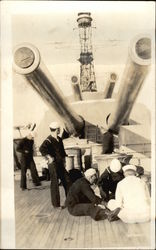 Cannons and Crewman on USS Texas Postcard