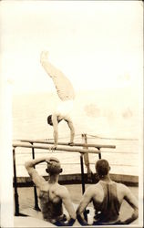 Men Practicing Gymnastics Postcard Postcard