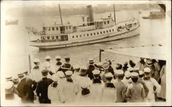 USS Texas Sailors Watching Boat Go By Postcard