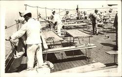 Sailors Working on Ship Deck Postcard