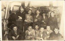 Machinists Posing By Engine Postcard