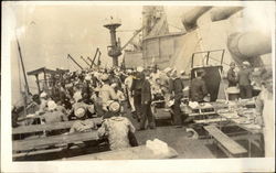 U.S. Sailors on Ship Deck after Meal Postcard