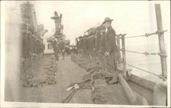 Soldiers at Review Onboard Ship Postcard
