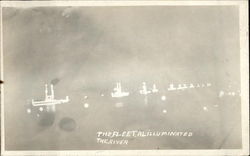 The Fleet Illuminated on the River Postcard