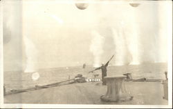 Sailor signaling on Ship's Deck during Naval Engagement Postcard