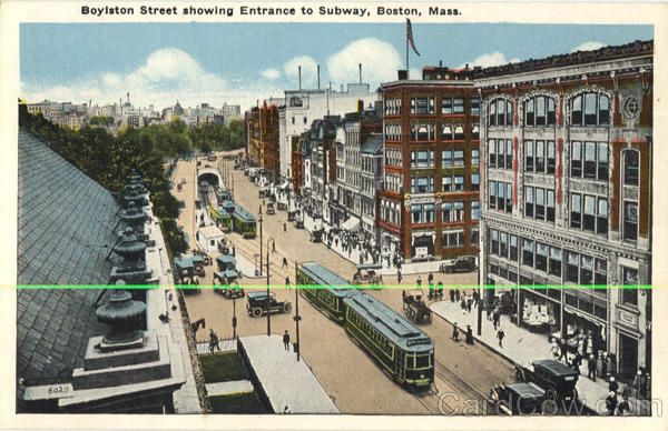 Boylston Street Showing Entrance To Subway Boston Massachusetts