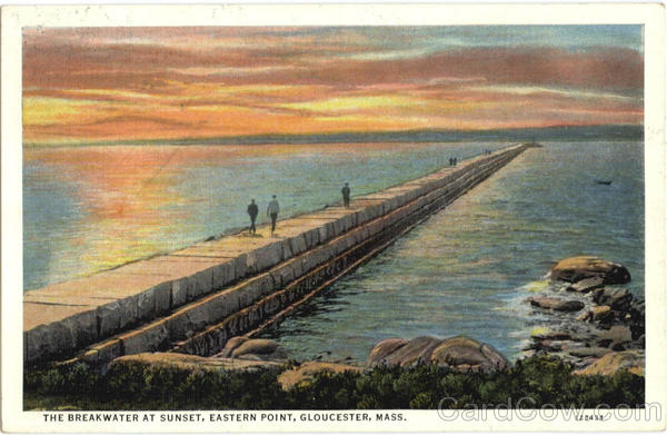 The Breakwater At Sunset, Eastern Point Gloucester Massachusetts