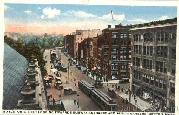 Boylston Street Looking Towards Subway Entrance And Public Gardens Boston Massachusetts