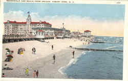 Boardwalk And Beach From Arcade Asbury Park, NJ Postcard Postcard