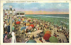 Bathing Beach From Boardwalk Asbury Park, NJ Postcard Postcard