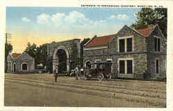 Entrance to Greenwood Cemetery Wheeling, WV Postcard Postcard