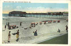 Beach And Pier, Orchard Beach Postcard