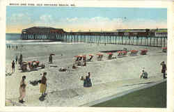 Beach And Pier, Orchard Beach Old Orchard Beach, ME Postcard Postcard